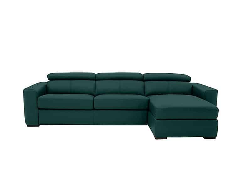 World of Leather - Infinity BV Leather Left Hand Facing Corner Chaise Sofa with Storage - BV Lake Green