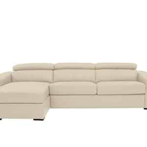 World of Leather  Infinity BV Leather Left Hand Facing Corner Chaise Sofabed with Storage  BV Bisque | Bed Sava