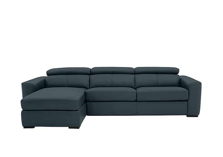 World of Leather - Infinity BV Leather Left Hand Facing Corner Chaise Sofa with Storage - BV Ocean Blue