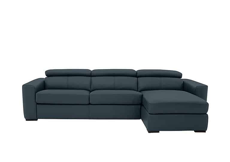 World of Leather - Infinity BV Leather Right Hand Facing Corner Chaise Sofa with Storage - BV Ocean Blue
