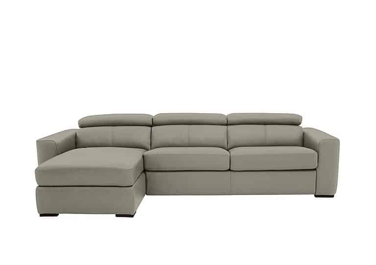 World of Leather - Infinity BV Leather Left Hand Facing Corner Chaise Sofabed with Storage - Silver Grey