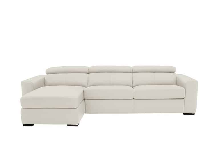 World of Leather - Infinity BV Leather Left Hand Facing Corner Chaise Sofabed with Storage - Frost