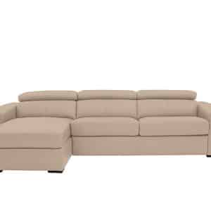 World of Leather  Infinity BV Leather Left Hand Facing Corner Chaise Sofabed with Storage  BV Pebble | Bed Sava