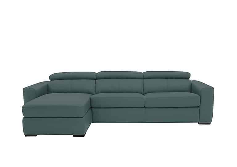 World of Leather - Infinity NC Leather Left Hand Facing Corner Chaise Sofabed with Storage - NC Lake Green