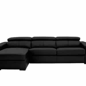 World of Leather  Infinity NC Leather Left Hand Facing Corner Chaise Sofabed with Storage  Black | Bed Sava