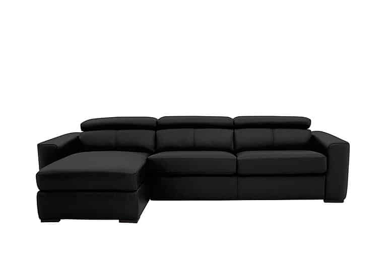 World of Leather - Infinity NC Leather Left Hand Facing Corner Chaise Sofabed with Storage - Black