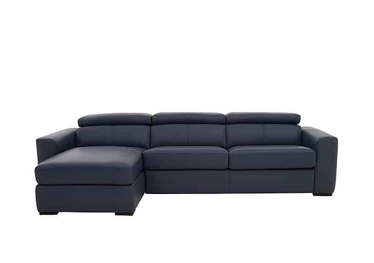World of Leather - Infinity NC Leather Left Hand Facing Corner Chaise Sofabed with Storage - NC Ocean Blue