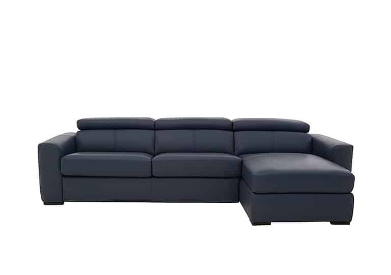 World of Leather - Infinity NC Leather Right Hand Facing Corner Chaise Sofabed with Storage - NC Ocean Blue