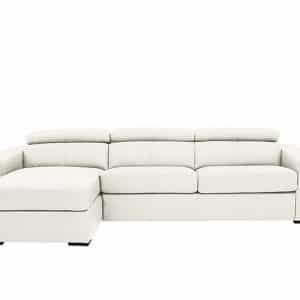 World of Leather  Infinity NC Leather Left Hand Facing Corner Chaise Sofabed with Storage  NC Star White | Bed Sava