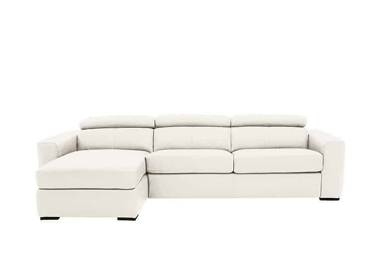World of Leather - Infinity NC Leather Left Hand Facing Corner Chaise Sofabed with Storage - NC Star White
