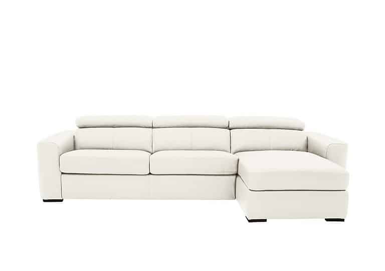 World of Leather - Infinity NC Leather Right Hand Facing Corner Chaise Sofabed with Storage - NC Star White