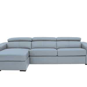 World of Leather  Infinity NC Leather Left Hand Facing Corner Chaise Sofabed with Storage  Pearl Blue | Bed Sava