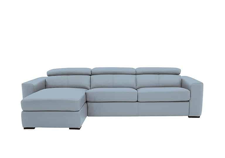 World of Leather - Infinity NC Leather Left Hand Facing Corner Chaise Sofabed with Storage - Pearl Blue