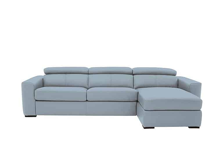 World of Leather - Infinity NC Leather Right Hand Facing Corner Chaise Sofabed with Storage - Pearl Blue