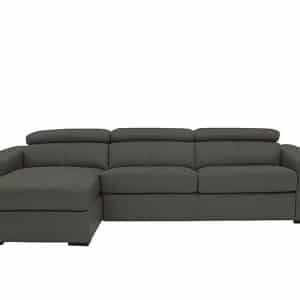 World of Leather  Infinity NC Leather Left Hand Facing Corner Chaise Sofabed with Storage  Charcoal Grey | Bed Sava