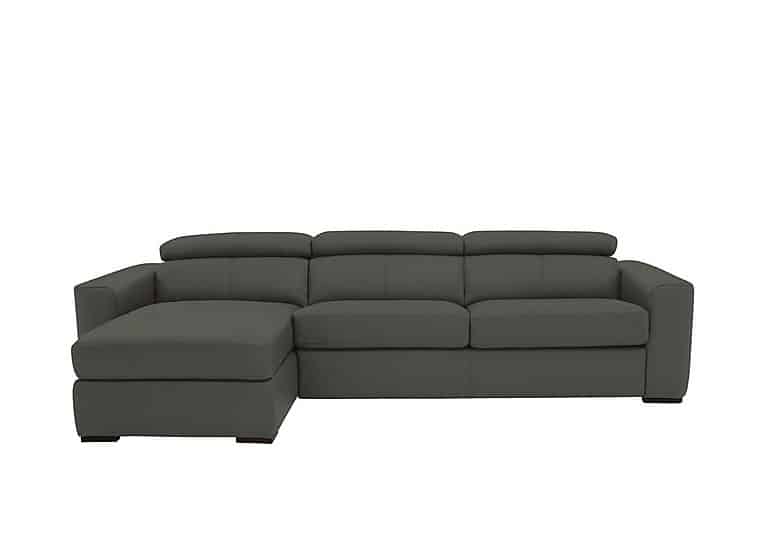 World of Leather - Infinity NC Leather Left Hand Facing Corner Chaise Sofabed with Storage - Charcoal Grey