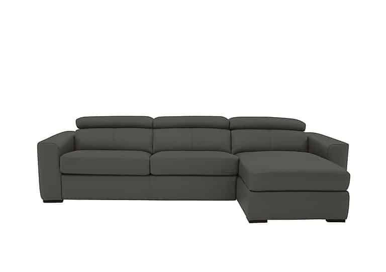 World of Leather - Infinity NC Leather Right Hand Facing Corner Chaise Sofabed with Storage - Charcoal Grey