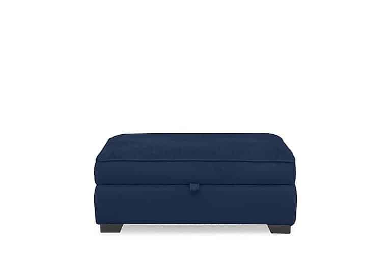 Hedingham Large Storage Footstool in Plain Fabric - Indigo Ashton Chenille Plain