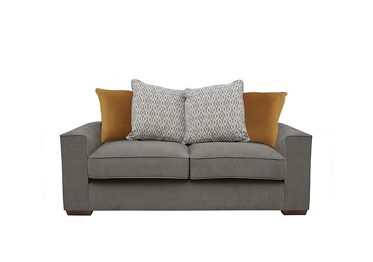 Cory 2 Seater Fabric Scatter Back Sofa - Cosmo Pewter & Mustard Pack
