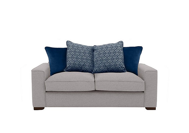 Cory 2 Seater Fabric Scatter Back Sofa - Dallas Silver & Blue Pack