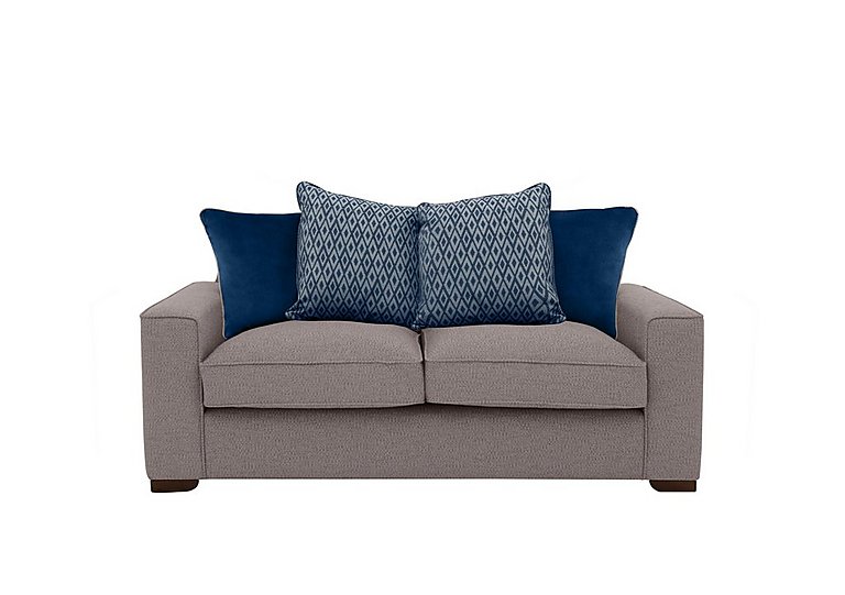 Cory 2 Seater Fabric Scatter Back Sofa - Dallas Taupe & Blue Pack