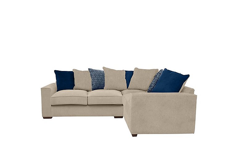 Cory Small Fabric Right Hand Facing Corner Scatter Back Sofa - Cosmo Linen & Blue Pack