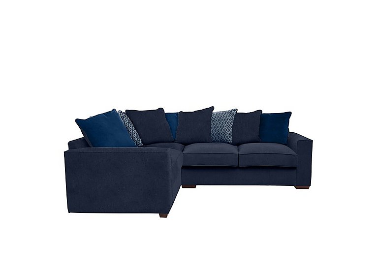 Cory Small Fabric Left Hand Facing Corner Scatter Back Sofa - Cosmo Navy & Blue Pack