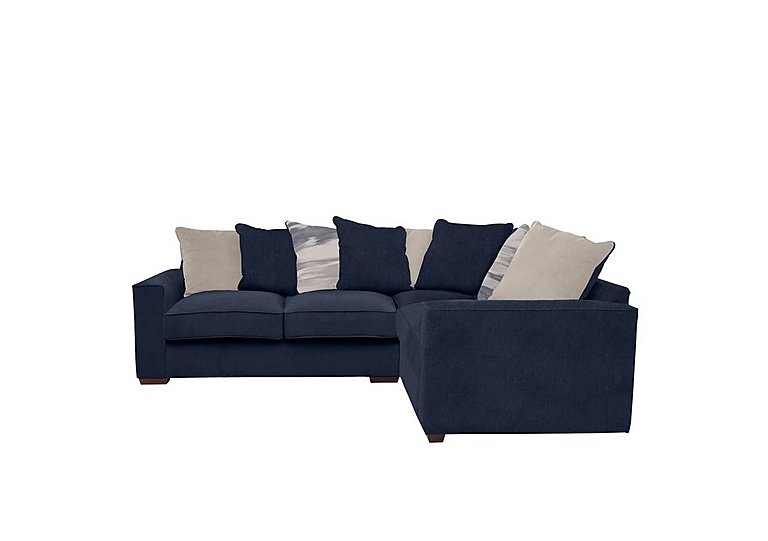 Cory Small Fabric Right Hand Facing Corner Scatter Back Sofa - Cosmo Navy & Cream Pack