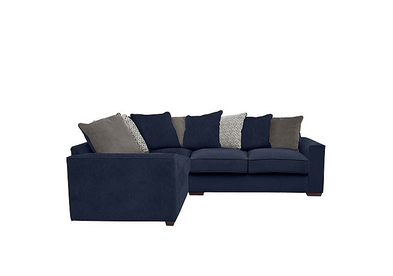 Cory Small Fabric Left Hand Facing Corner Scatter Back Sofa - Cosmo Navy & Grey Pack