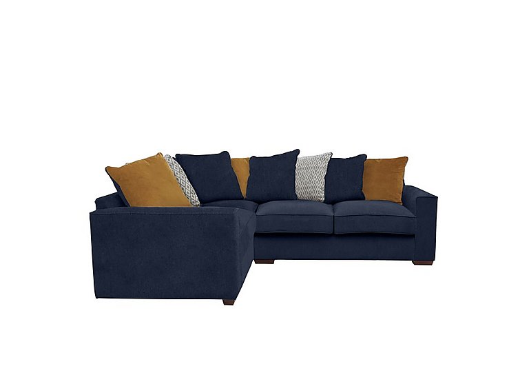 Cory Small Fabric Left Hand Facing Corner Scatter Back Sofa - Cosmo Navy & Mustard Pack