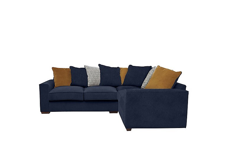 Cory Small Fabric Right Hand Facing Corner Scatter Back Sofa - Cosmo Navy & Mustard Pack