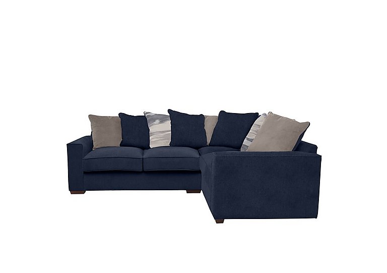 Cory Small Fabric Right Hand Facing Corner Scatter Back Sofa - Cosmo Navy & Natural Pack