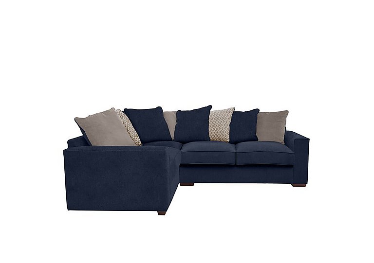 Cory Small Fabric Left Hand Facing Corner Scatter Back Sofa - Cosmo Navy & Stone Pack