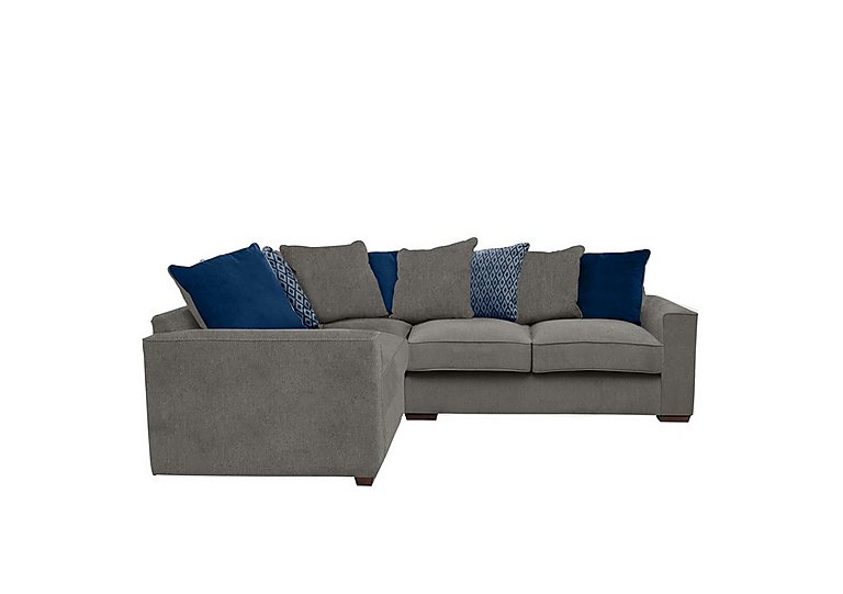 Cory Small Fabric Left Hand Facing Corner Scatter Back Sofa - Cosmo Pewter & Blue Pack