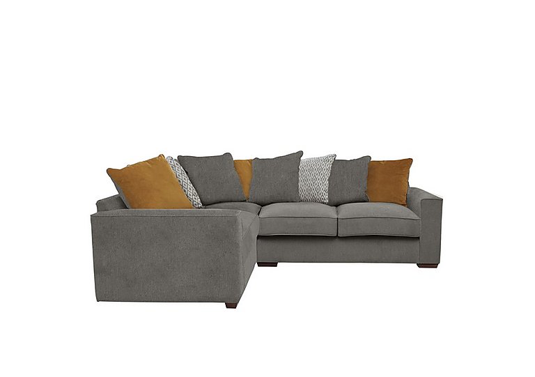 Cory Small Fabric Left Hand Facing Corner Scatter Back Sofa - Cosmo Pewter & Mustard Pack