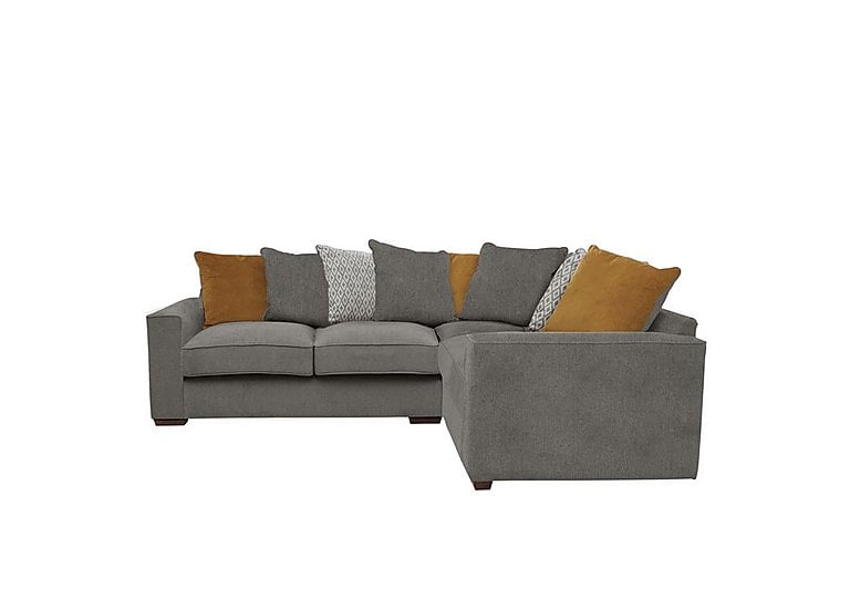 Cory Small Fabric Right Hand Facing Corner Scatter Back Sofa - Cosmo Pewter & Mustard Pack