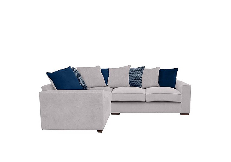 Cory Small Fabric Left Hand Facing Corner Scatter Back Sofa - Cosmo Silver & Blue Pack