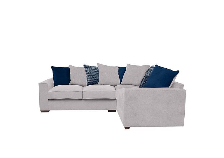 Cory Small Fabric Right Hand Facing Corner Scatter Back Sofa - Cosmo Silver & Blue Pack