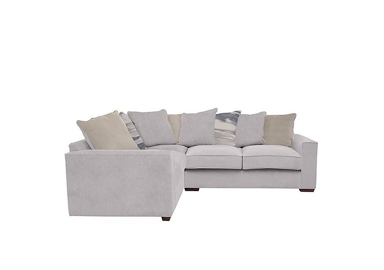 Cory Small Fabric Left Hand Facing Corner Scatter Back Sofa - Cosmo Silver & Cream Pack