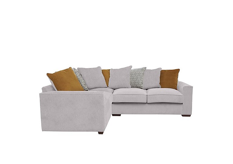 Cory Small Fabric Left Hand Facing Corner Scatter Back Sofa - Cosmo Silver & Mustard Pack