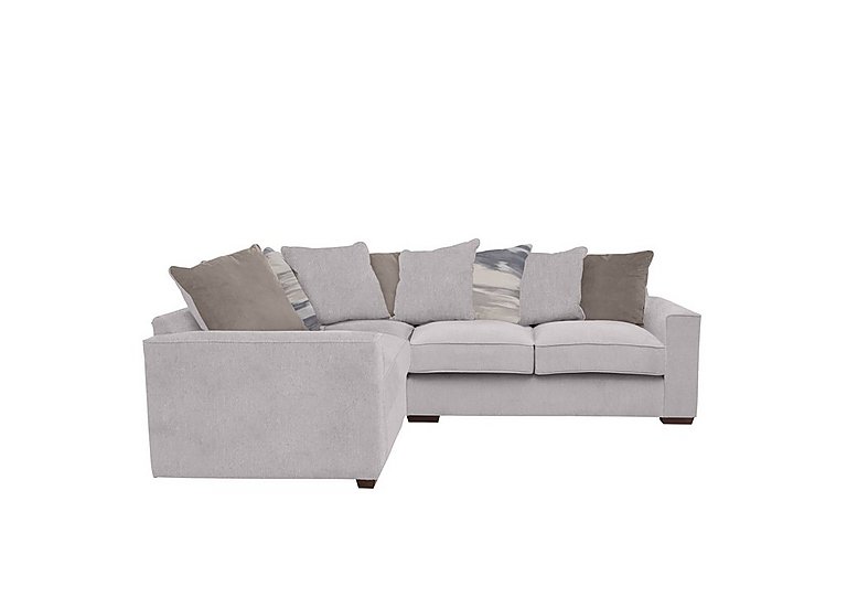 Cory Small Fabric Left Hand Facing Corner Scatter Back Sofa - Cosmo Silver & Natural Pack