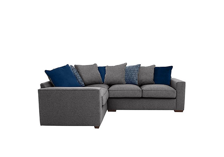 Cory Small Fabric Left Hand Facing Corner Scatter Back Sofa - Dallas Charcoal & Blue Pack