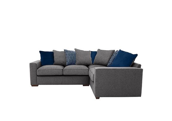 Cory Small Fabric Right Hand Facing Corner Scatter Back Sofa  Dallas Charcoal  Blue Pack | Bed Sava