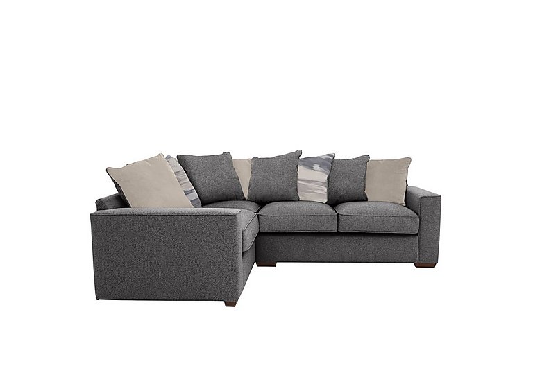 Cory Small Fabric Left Hand Facing Corner Scatter Back Sofa - Dallas Charcoal & Cream Pack