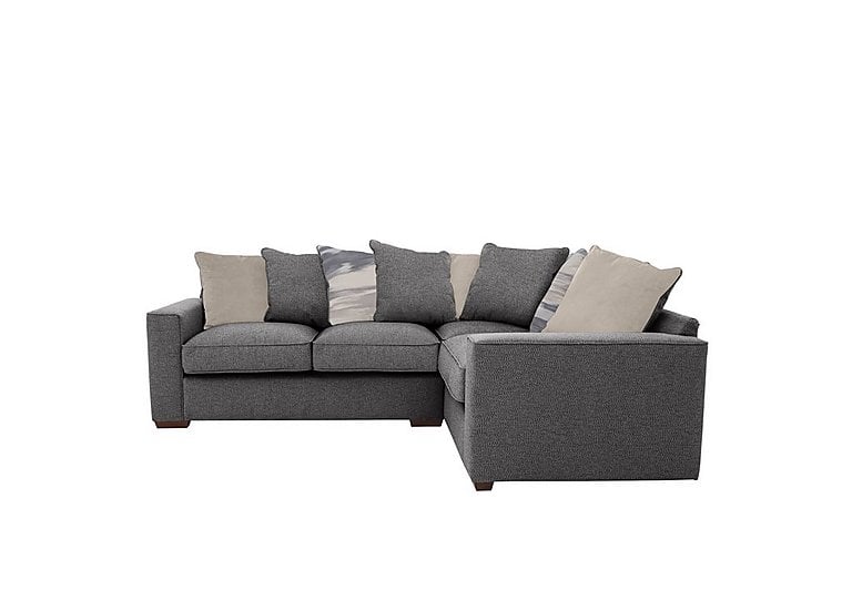 Cory Small Fabric Right Hand Facing Corner Scatter Back Sofa - Dallas Charcoal & Cream Pack