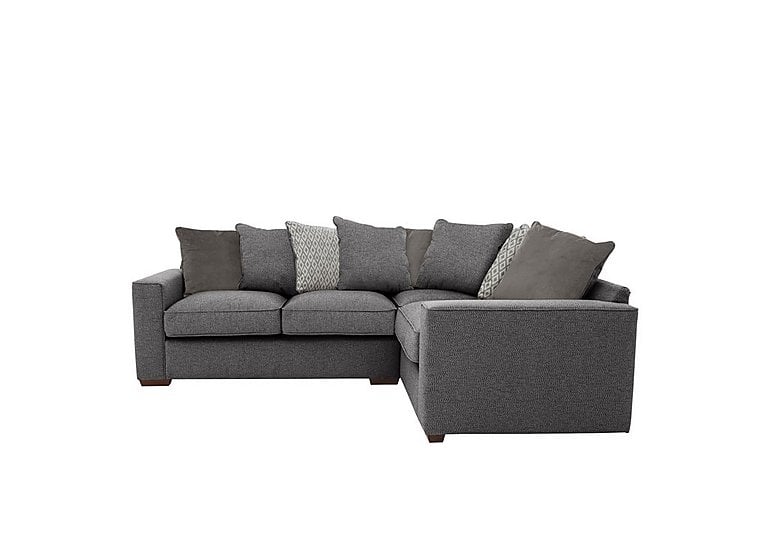 Cory Small Fabric Right Hand Facing Corner Scatter Back Sofa - Dallas Charcoal & Grey Pack