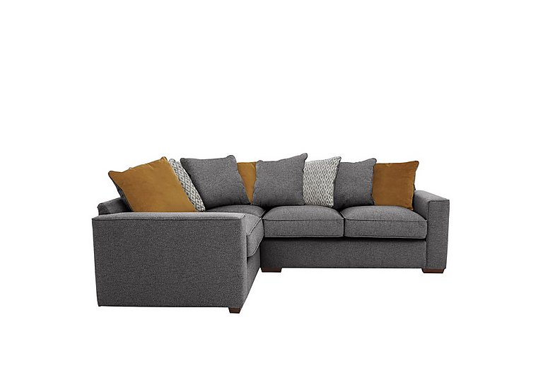 Cory Small Fabric Left Hand Facing Corner Scatter Back Sofa - Dallas Charcoal & Mustard Pack