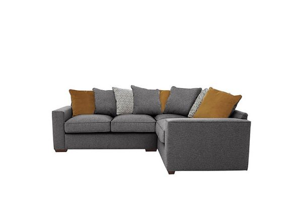 Cory Small Fabric Right Hand Facing Corner Scatter Back Sofa  Dallas Charcoal  Mustard Pack | Bed Sava