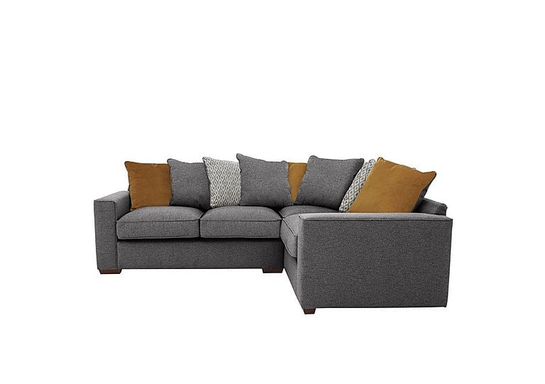 Cory Small Fabric Right Hand Facing Corner Scatter Back Sofa - Dallas Charcoal & Mustard Pack