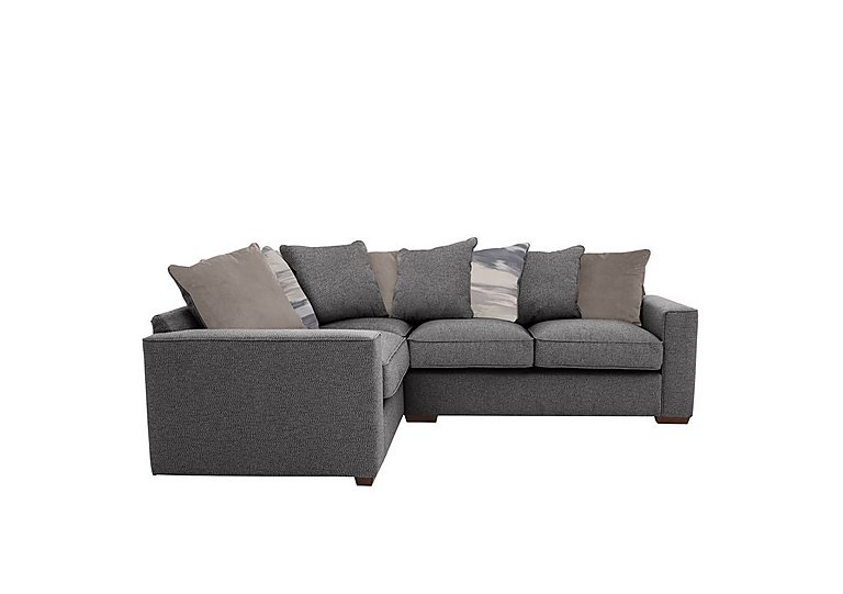 Cory Small Fabric Left Hand Facing Corner Scatter Back Sofa - Dallas Charcoal & Natural Pack